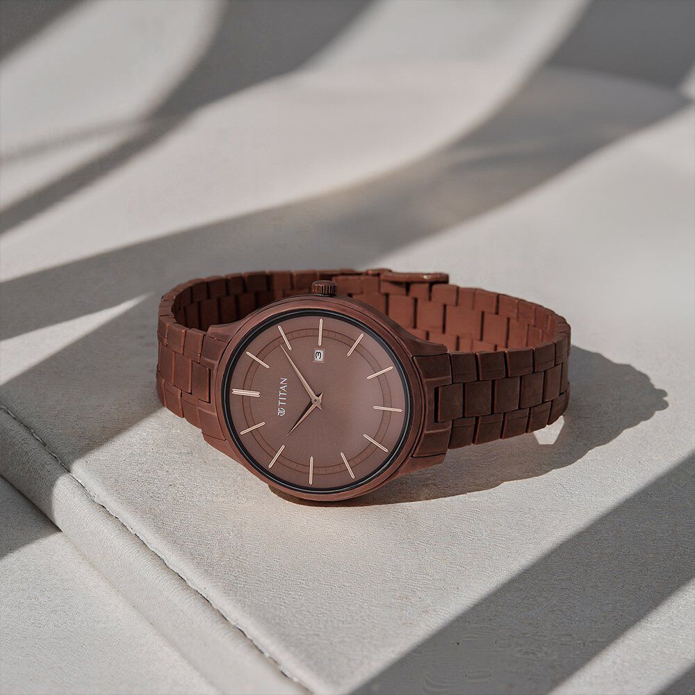 Titan Classique Slimline Brown Dial Analog with Day and Date Stainless Steel Strap Watch for Men-picture-12