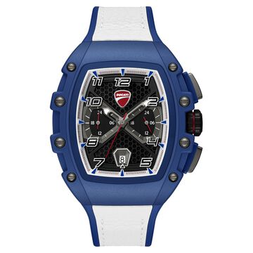 Ducati Quartz Multifunction Black Dial Blue Silicone Strap Watch For Men