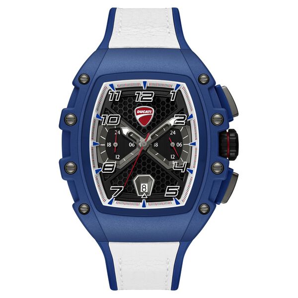 Ducati Quartz Multifunction Black Dial Blue Silicone Strap Watch For Men - image number 0