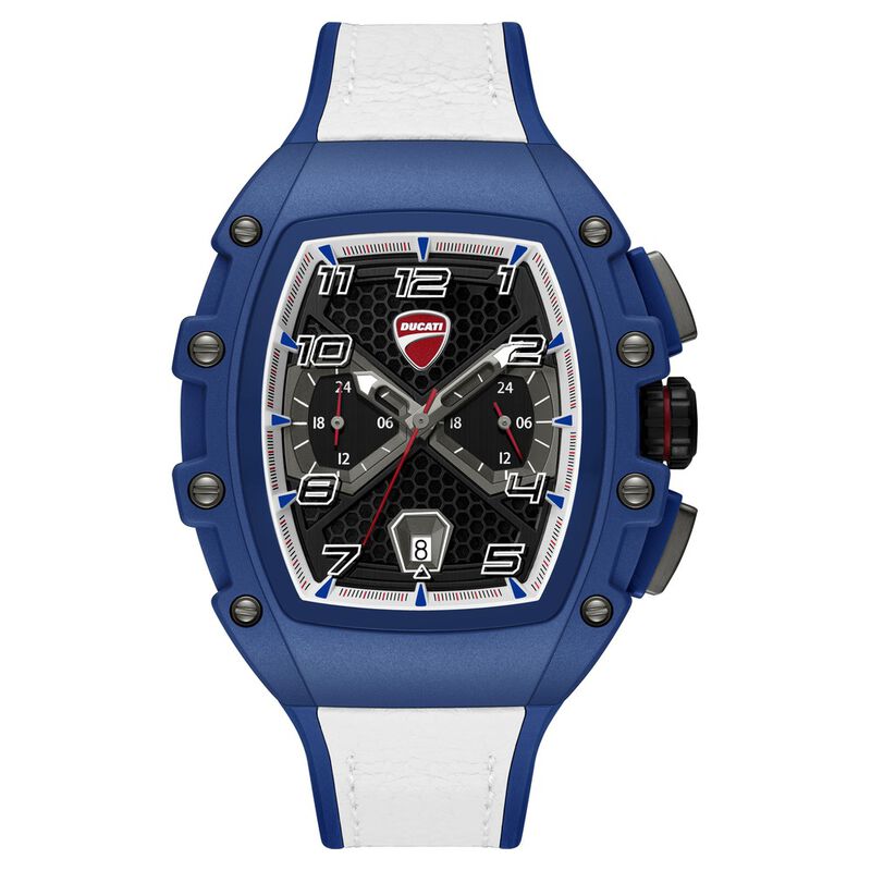 Ducati Quartz Multifunction Black Dial Blue Silicone Strap Watch For Men
