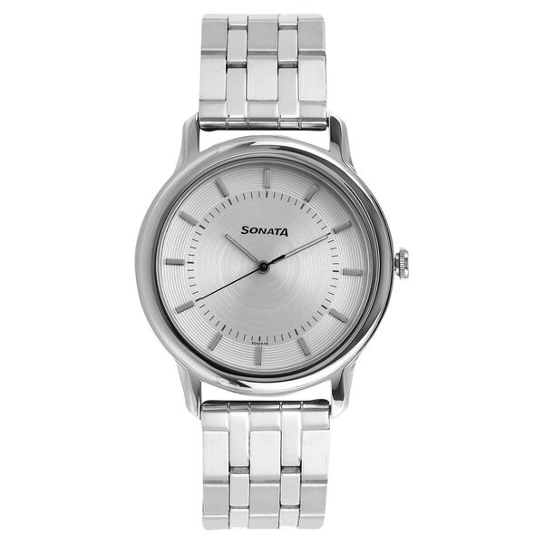 Sonata Quartz Analog Silver Dial Stainless Steel Strap Watch for Men - image number 0