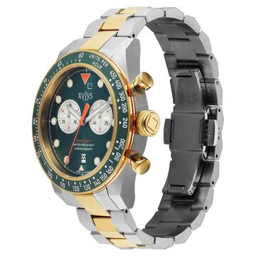 Xylys Aurelius Quartz Chronograph Green Dial Two Tones Stainless Steel Strap Watch For Men