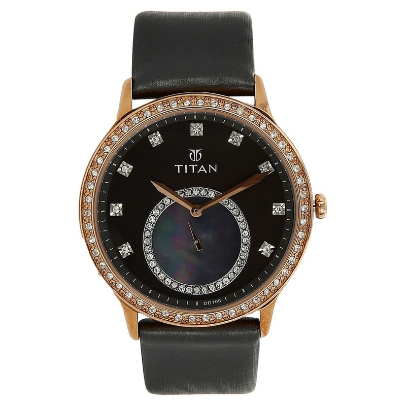 Titan Quartz Analog Grey Dial Leather Strap Watch for Women