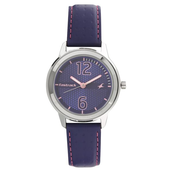 Fastrack Loopholes Quartz Analog Purple Dial Leather Strap Watch for Girls - image number 0