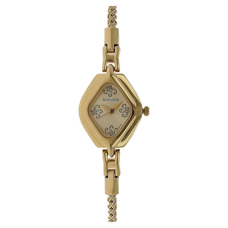 Sonata Wedding Champagne Dial Women Watch With Metal Strap