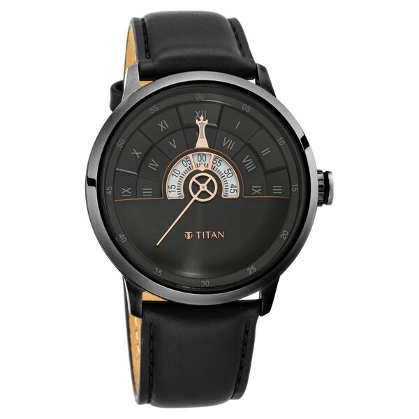 Titan Grandmaster Black Dial Quartz Analog Leather Strap Watch for Men - image number 0