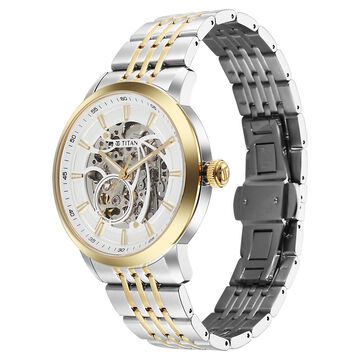 Titan Phoenix Skeletal Automatic Analog with Gold & Steel Dial, Gold & Steel Strap Watch for Men