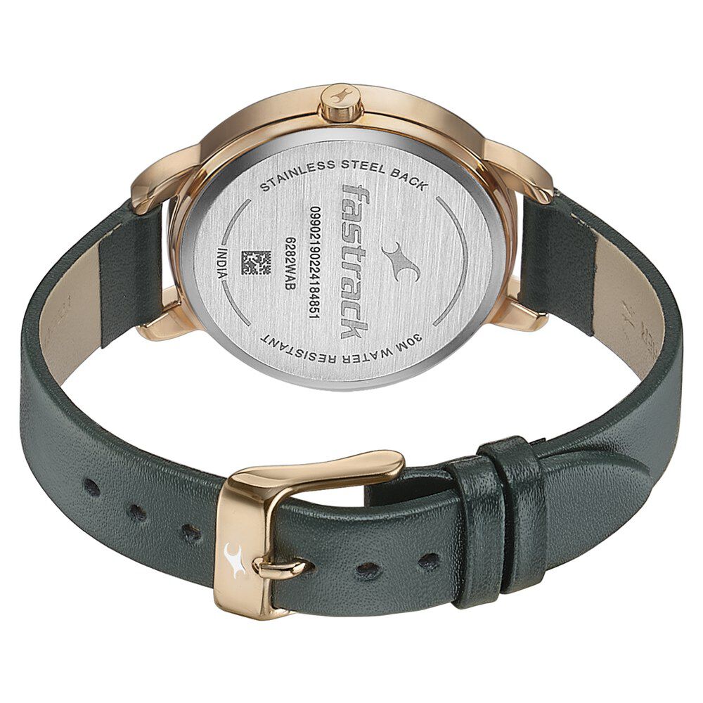 Buy Online Fastrack Stunners Quartz Multifunction Green Dial Leather Strap Watch for Girls 6282wl01 Titan