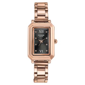 Sonata Poze Quartz Analog Black Mother Of Pearl Dial Rose Gold Colour Stainless Steel Strap Watch For Women