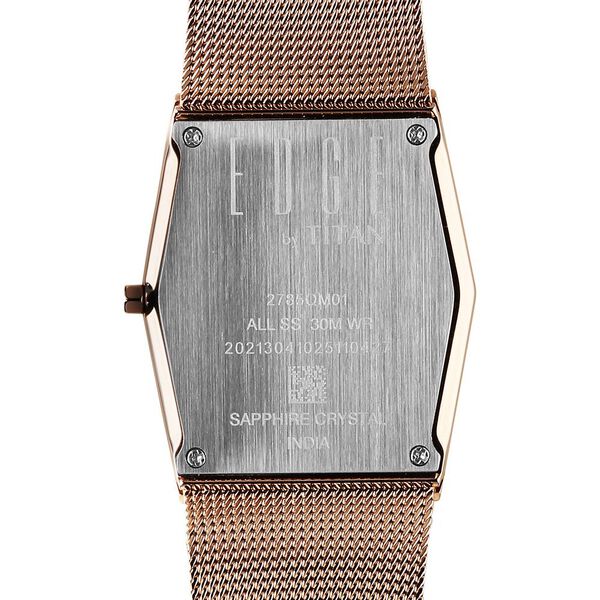 Titan Edge Whimsey Quartz Analog Brown Dial Golden Stainless Steel Strap Watch For Women - image number 6
