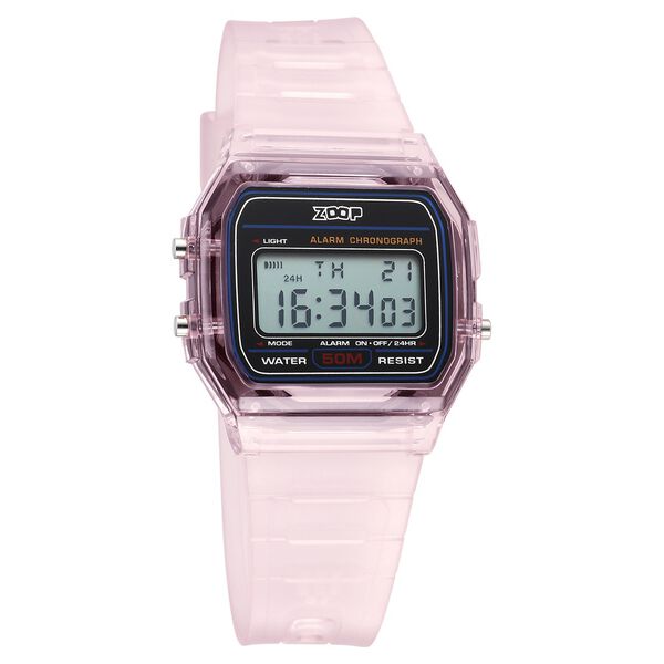 Zoop By Titan Clear Series Digital Dial Pink Plastic Strap Watch For Kids - image number 1