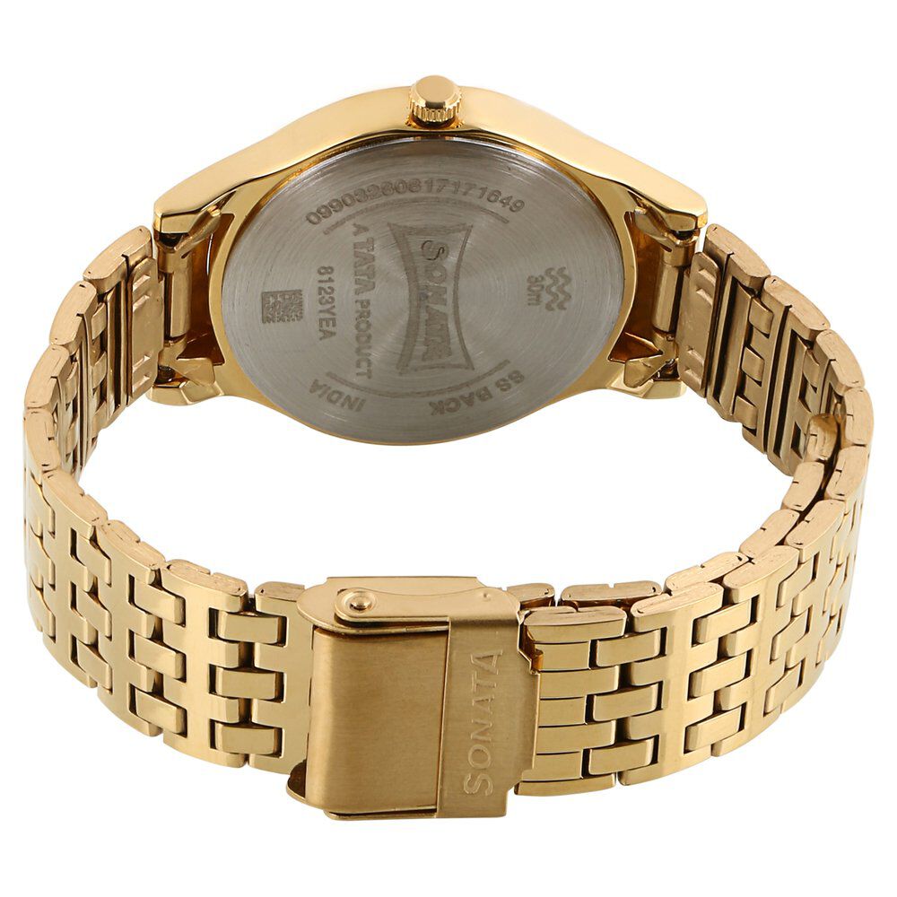 Sonata Stardust Black Dial Women Watch With Stainless Steel Strap