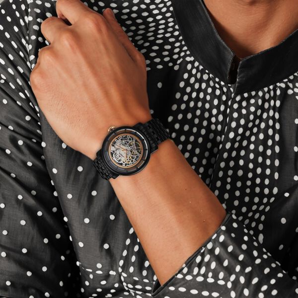 Titan Mechanical Slimline Black Dial Black Stainless Steel Strap watch for Men - image number 6