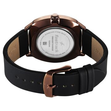 Fastrack Tick Tock Quartz Multifunction Black Dial Leather Strap Watch For Guys