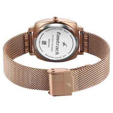 Fastrack Stunners X Quartz Analog Rose Gold Dial Stainless Steel Strap Watch For Girls