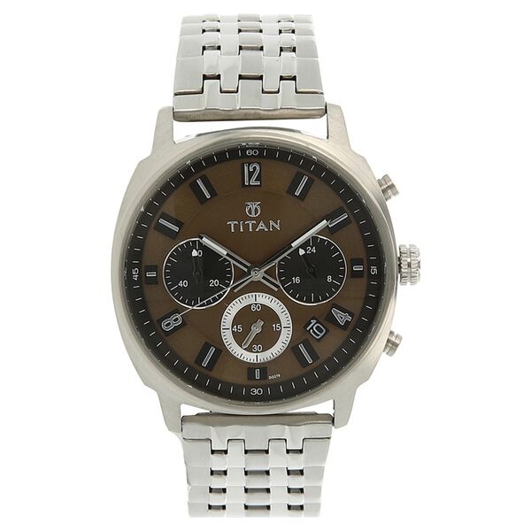 Titan Quartz Chronograph Brown Dial Stainless Steel Strap Watch for Men - image number 0