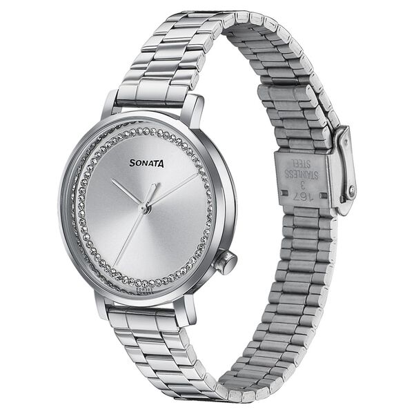 Sonata Elegent Essentials Quartz Analog Silver Dial Stainless Steel Strap Watch For Women - image number 2