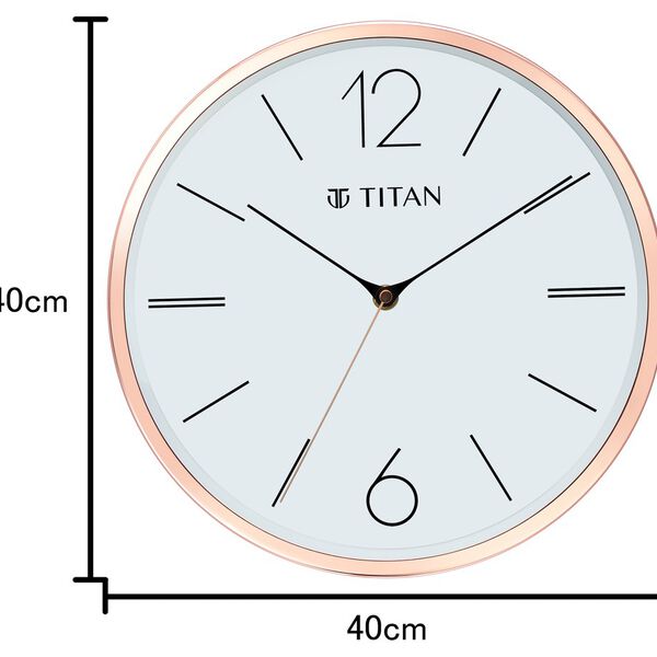 Titan Metallic Wall Clock White Dial with Rose Gold Sleek frame and Silent Sweep Technology - 40.0 cm x 40.0 cm (Large) - image number 5