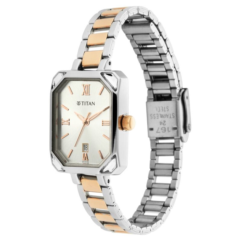 Titan Quartz Analog with Date Silver Dial Metal Strap Watch for Women - image number 2