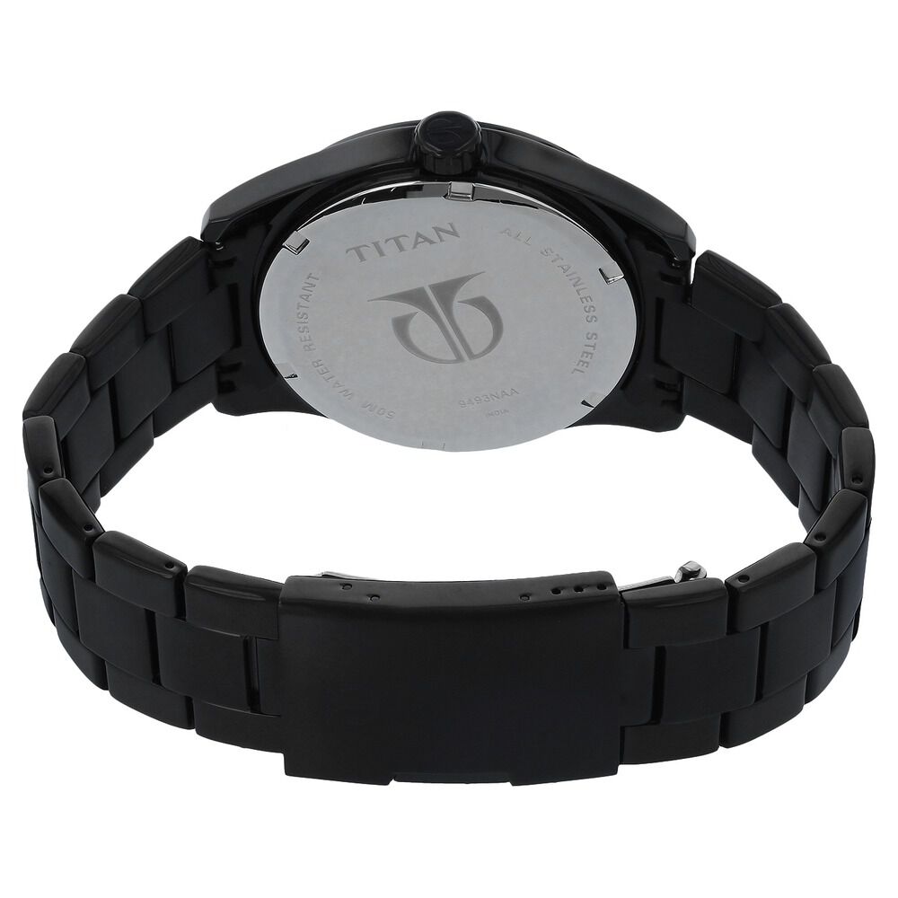 Buy Online Titan Quartz Analog Black Dial Metal Strap Watch for