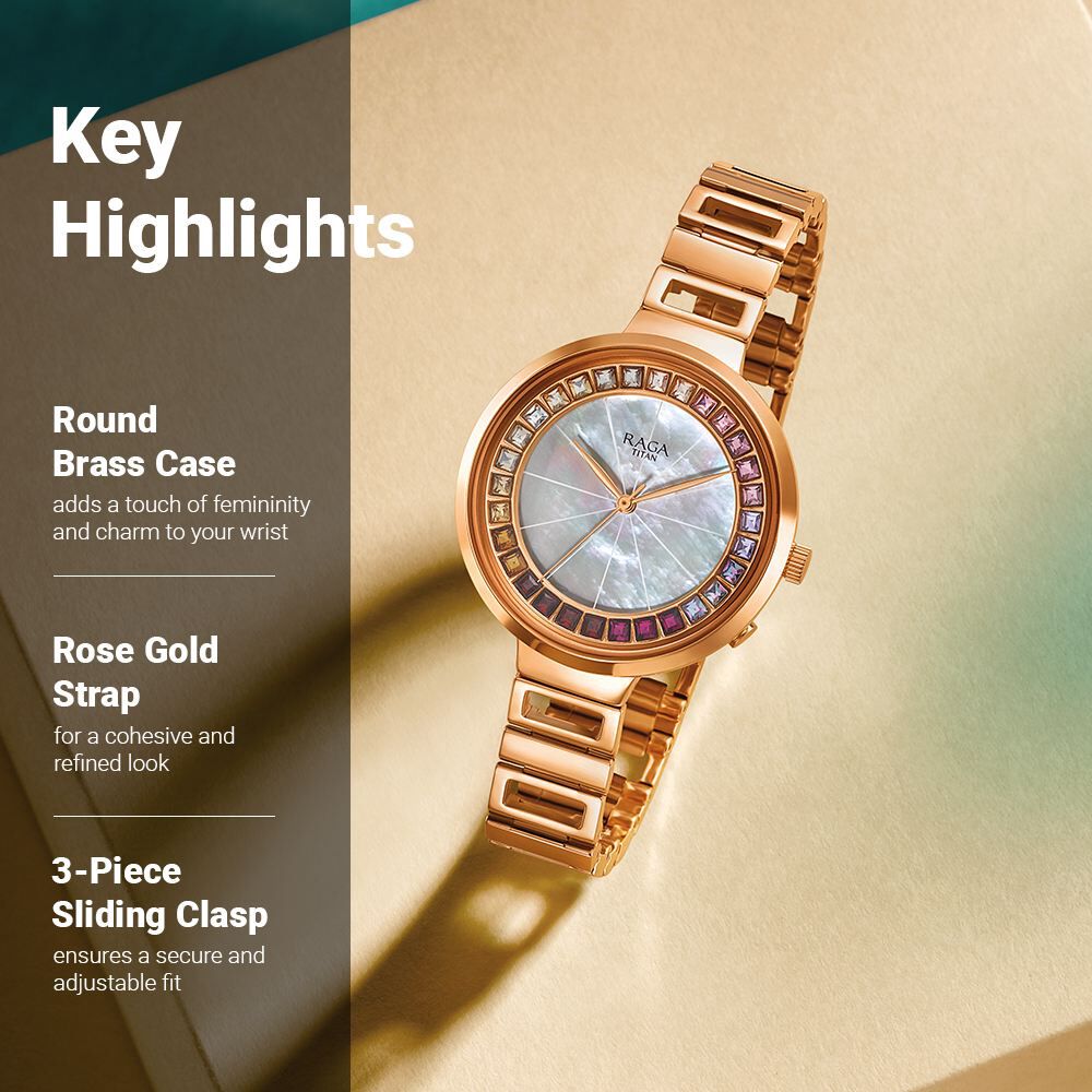 Buy Online Titan Raga Love All Mother Of Pearl Dial Women Watch With Metal Strap 95150wm01 p Titan