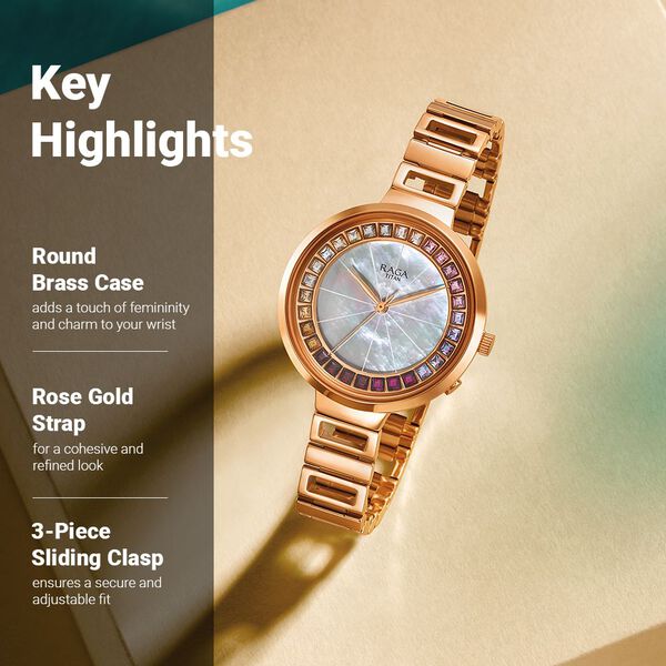 Titan Raga Love All Mother Of Pearl Dial Women Watch With Metal Strap - image number 2