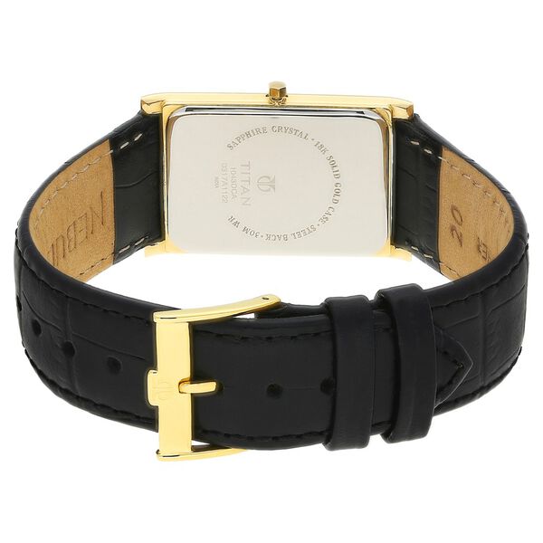 Titan Nebula Ultraslim 18k Gold Analog Leather Strap Watch for Men - image number 3