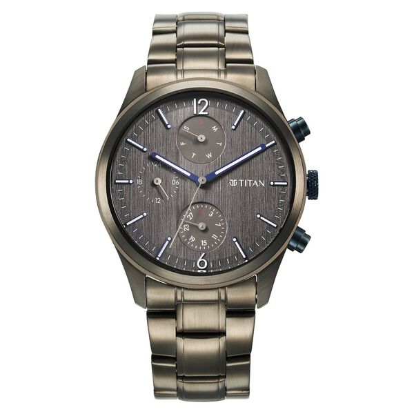 Titan Neo Splash Quartz Multifunction Anthracite Dial Stainless Steel Strap Watch for Men - image number 0