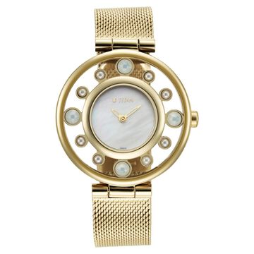 Titan Purple Unending Beauty Mother Of Pearl Dial Women Watch With Stainless Steel Strap