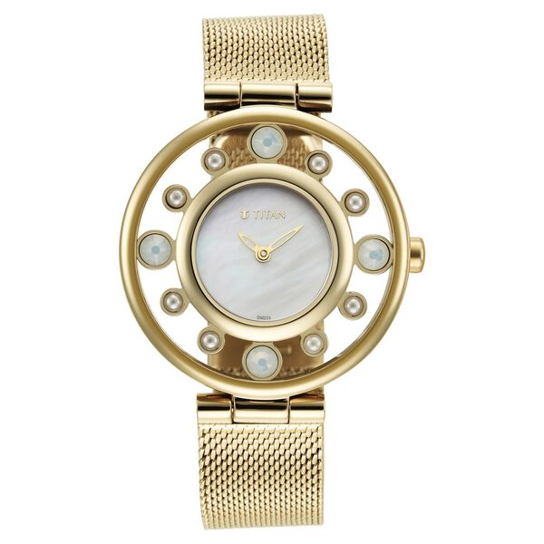 Titan Purple Unending Beauty Mother Of Pearl Dial Women Watch With Stainless Steel Strap - image number 1