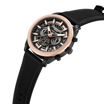Kenneth Cole Quartz Multifunction Black Dial Black Colour Silicone Strap Watch For Men