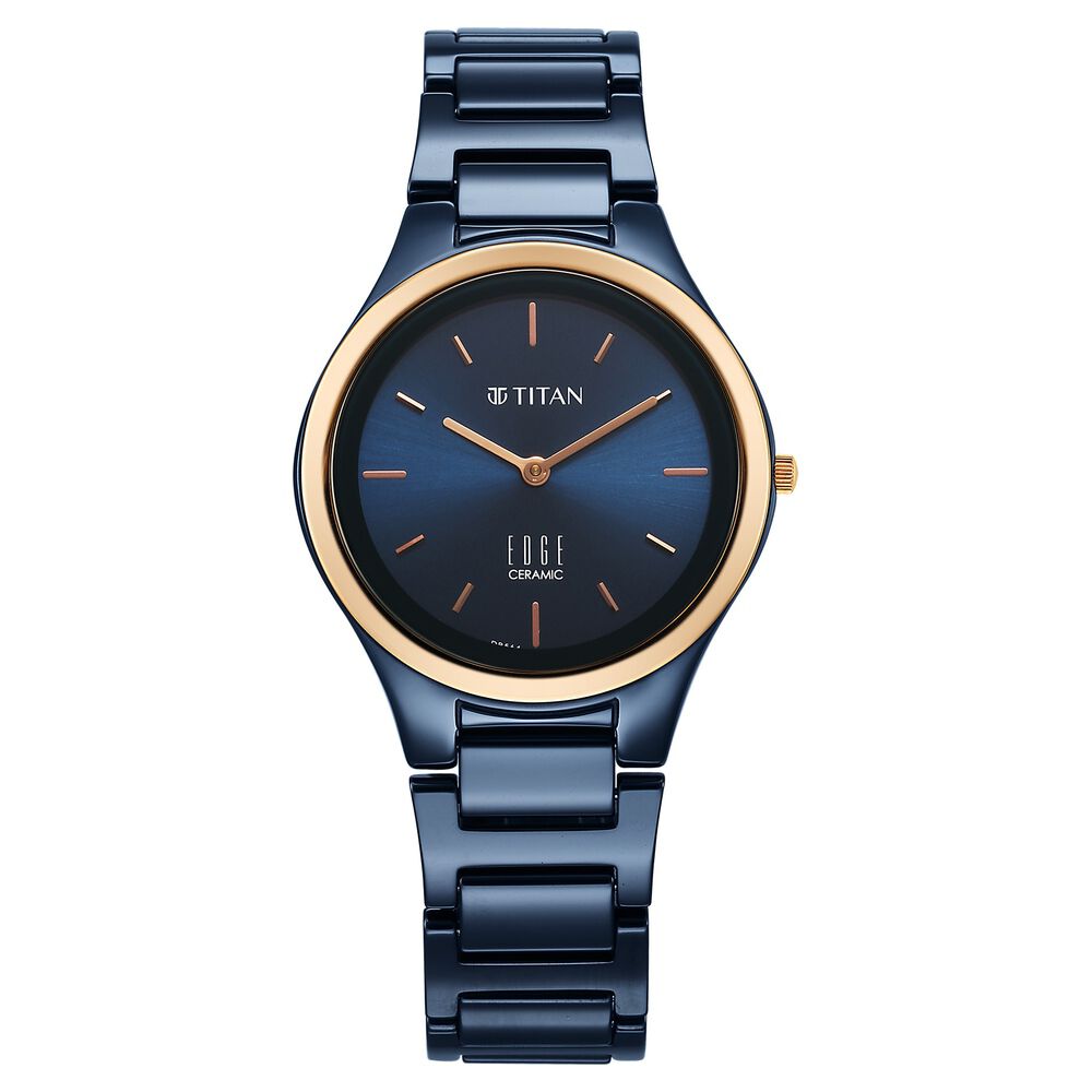 Titan Edge Bicolour Quartz Analog Blue Dial Blue Ceramic Strap Watch For Women-image-27