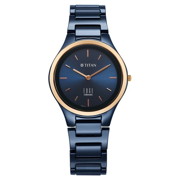 Titan Edge Bicolour Quartz Analog Blue Dial Blue Ceramic Strap Watch For Women - image number 0