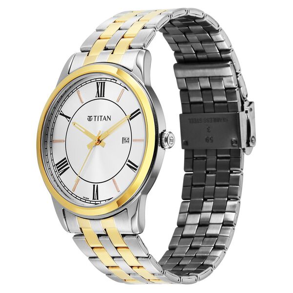 Titan Karishma Festive Analog with Silver Dial Dual Tone Stainless Steel Strap Watch for Men - image number 4