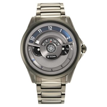 Titan Maritime Quartz Multifunction Anthracite Dial Stainless Steel Strap Watch for Men