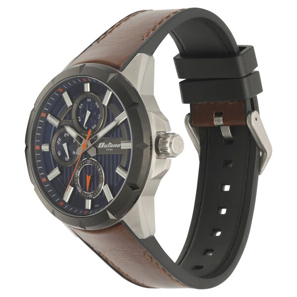 Titan Quartz Multifunction Blue Dial Silicone & Leather Strap Watch for Men - image number 2