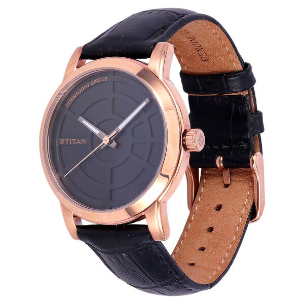 Titan Quartz Analog Black Dial Leather Strap Watch for Men - image number 1