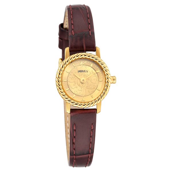 Titan Nebula Vintage 18k Gold Analog Leather Strap Watch for Women - image number 0