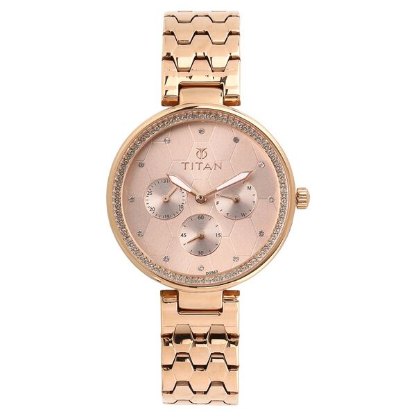 Titan Whimsy Golden Dial Women Watch With Stainless Steel Strap - image number 0