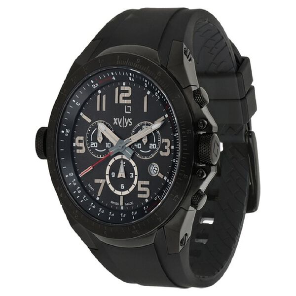 Xylys Swiss Chronograph Black Plastic Strap and Black Dial Watch For Men - image number 1