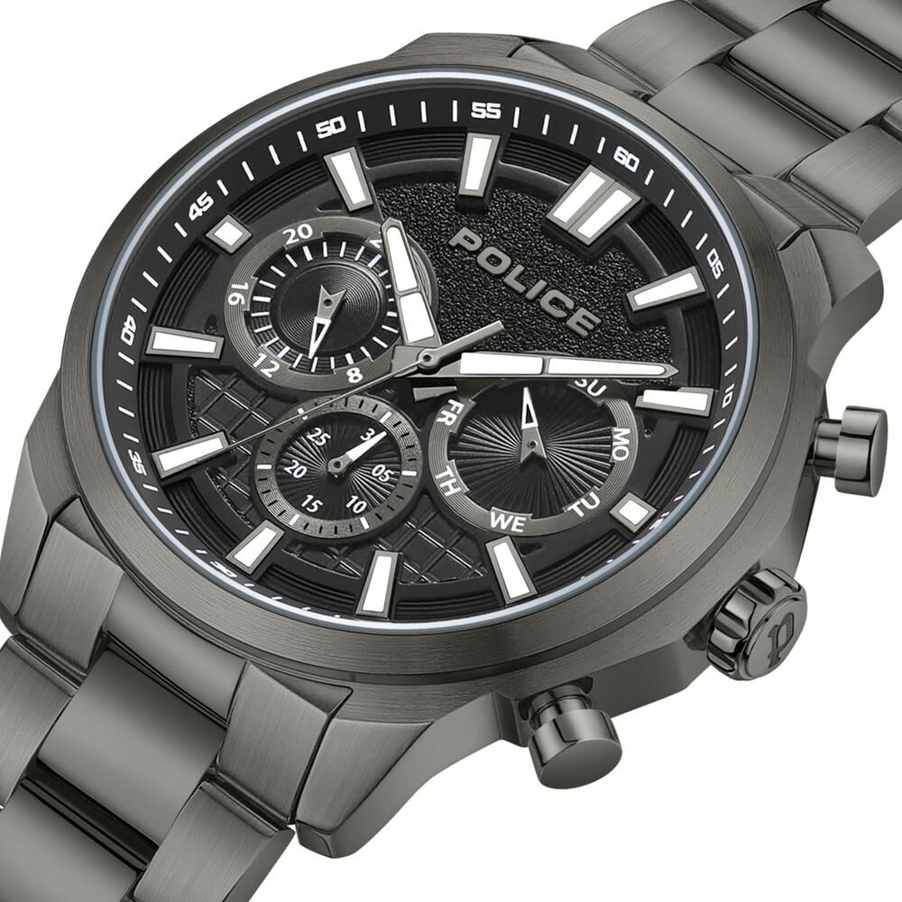 Police watch black metal strap outlet