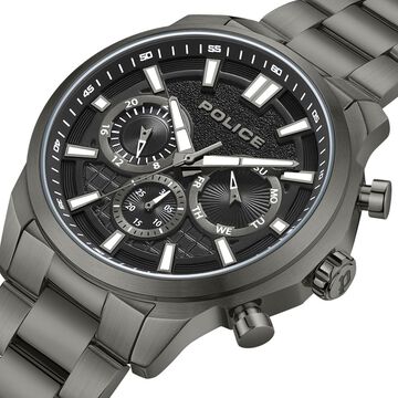 Police Quartz Multifunction Black dial Metal Strap Watch for Men