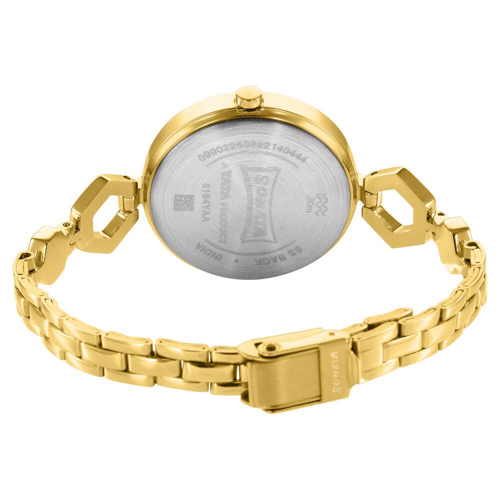 Buy Online Sonata Utsav Champagne Dial Yellow Bi Metal Strap Watch