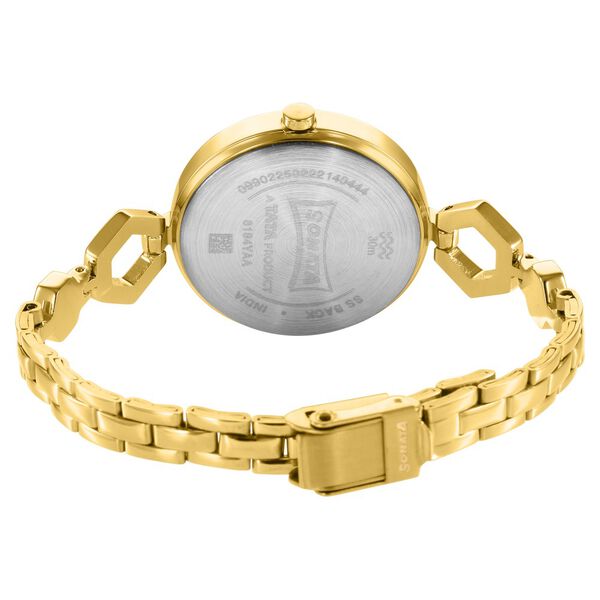 Sonata Utsav Champagne Dial Yellow Bi Metal Strap Watch for Women - image number 3