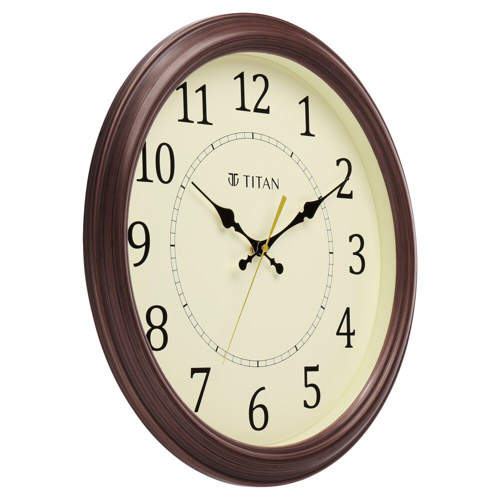 Buy Online Titan Classic 42 cm Off White Wall Clock Silent