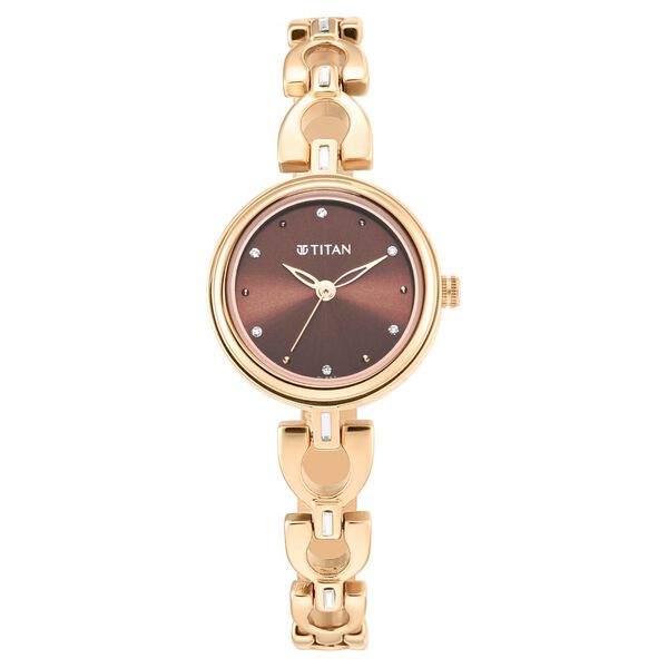 Titan Lagan Brown Dial Analog Metal Strap Watch for Women - image number 1