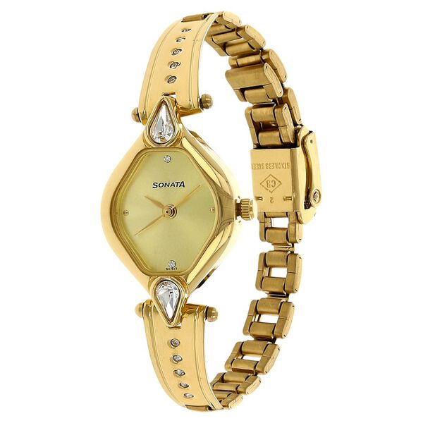 Sonata Quartz Analog Champagne Dial Stainless Steel Strap Watch for Women - image number 1
