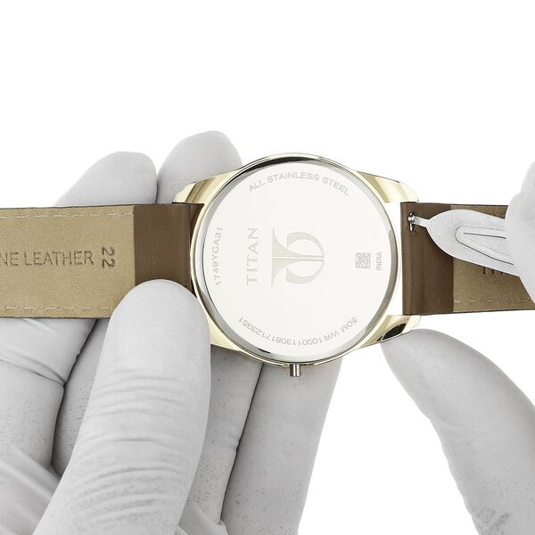 22 mm Brown Genuine Leather Strap for Men - image number 6