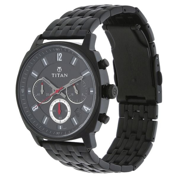 Titan Quartz Chronograph Black Dial Stainless Steel Strap Watch for Men - image number 1