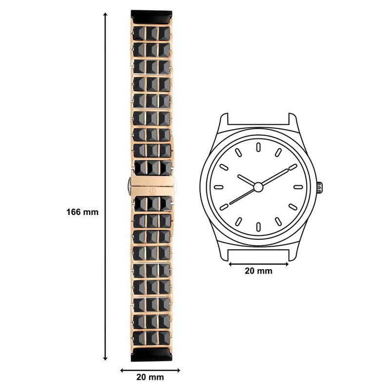 Best Quality 18K Rose Gold With Black Rubber Central Links Watch Strap W301980M_K0000704 main image 0